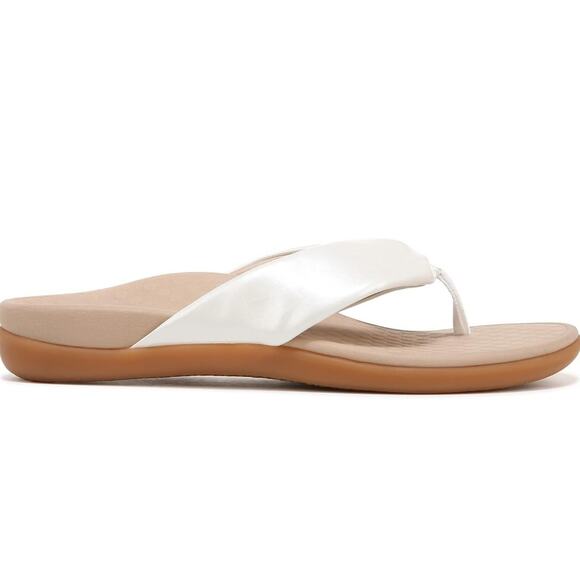 Vionic Tide Melo Toe-Post Sandal, Arch Support Flip Flop Slides, White Metal 9 - Picture 5 of 7